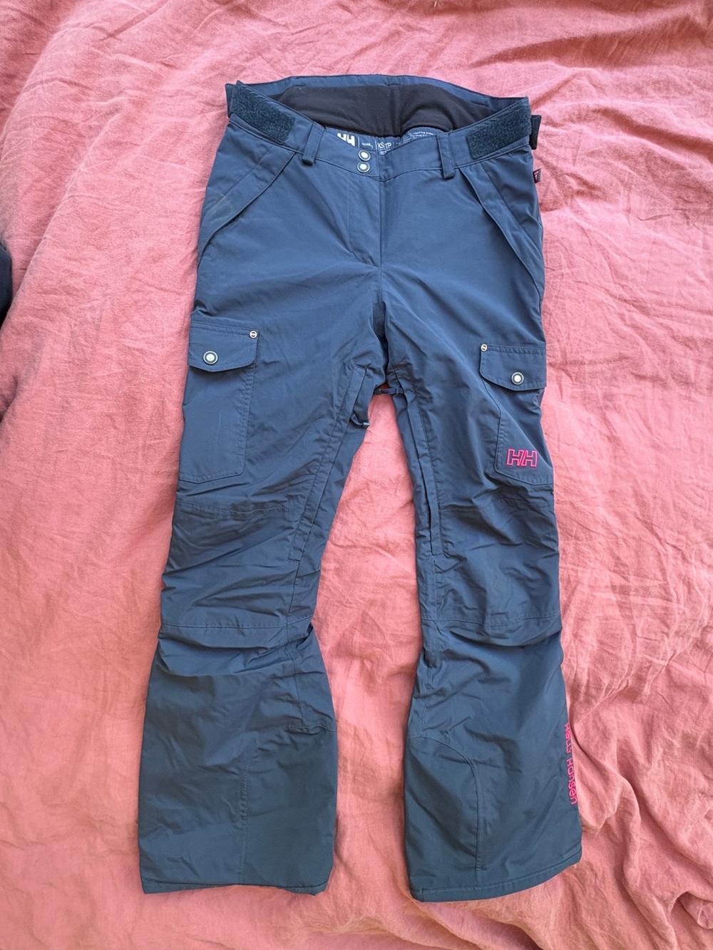 Helly Hansen Navy Kids Snow Cargo Joggers with Pink Logo